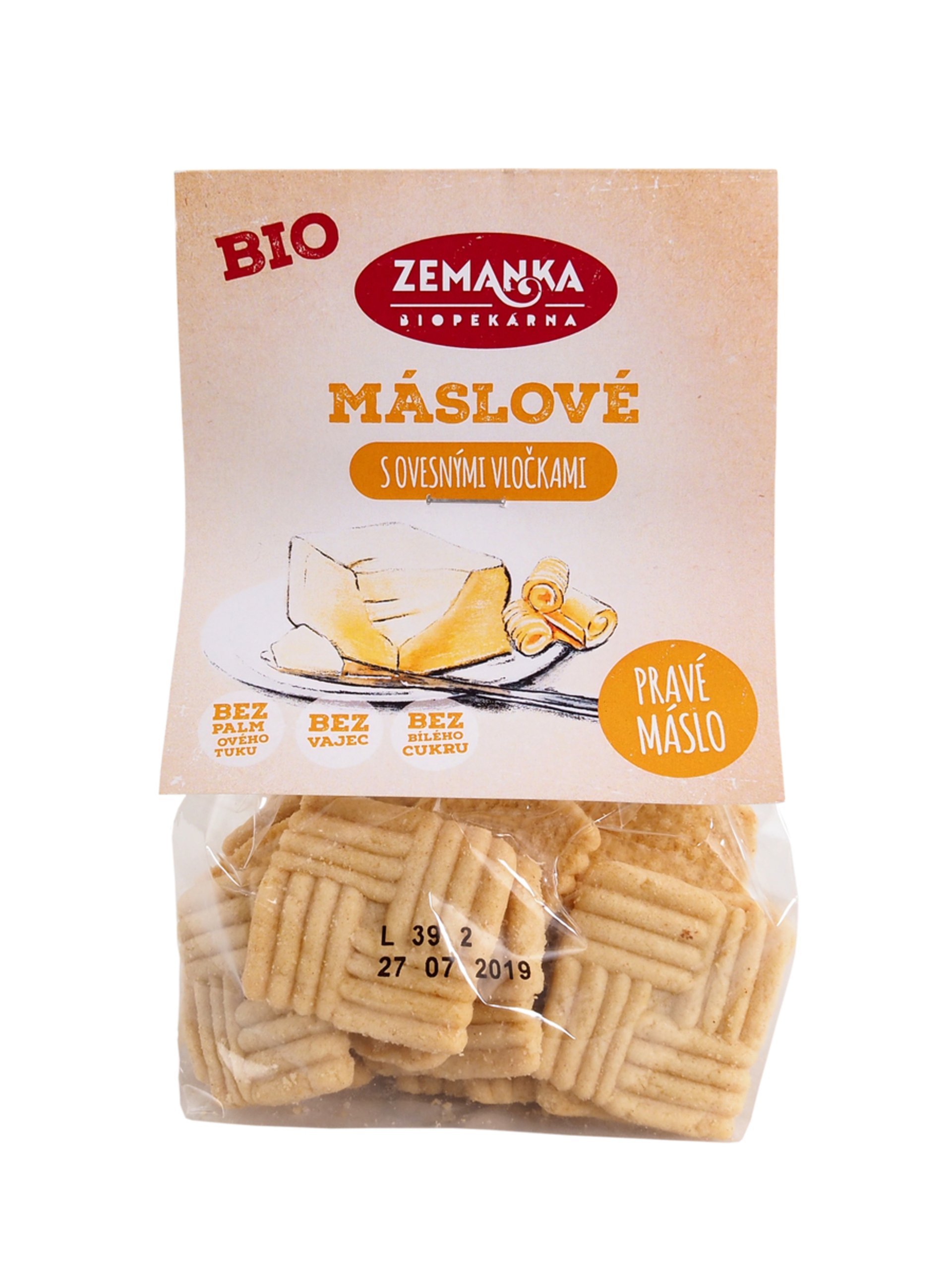 Levně Biopekárna Zemanka BIO Máslové sušenky s ovesnými vločkami 100 g
