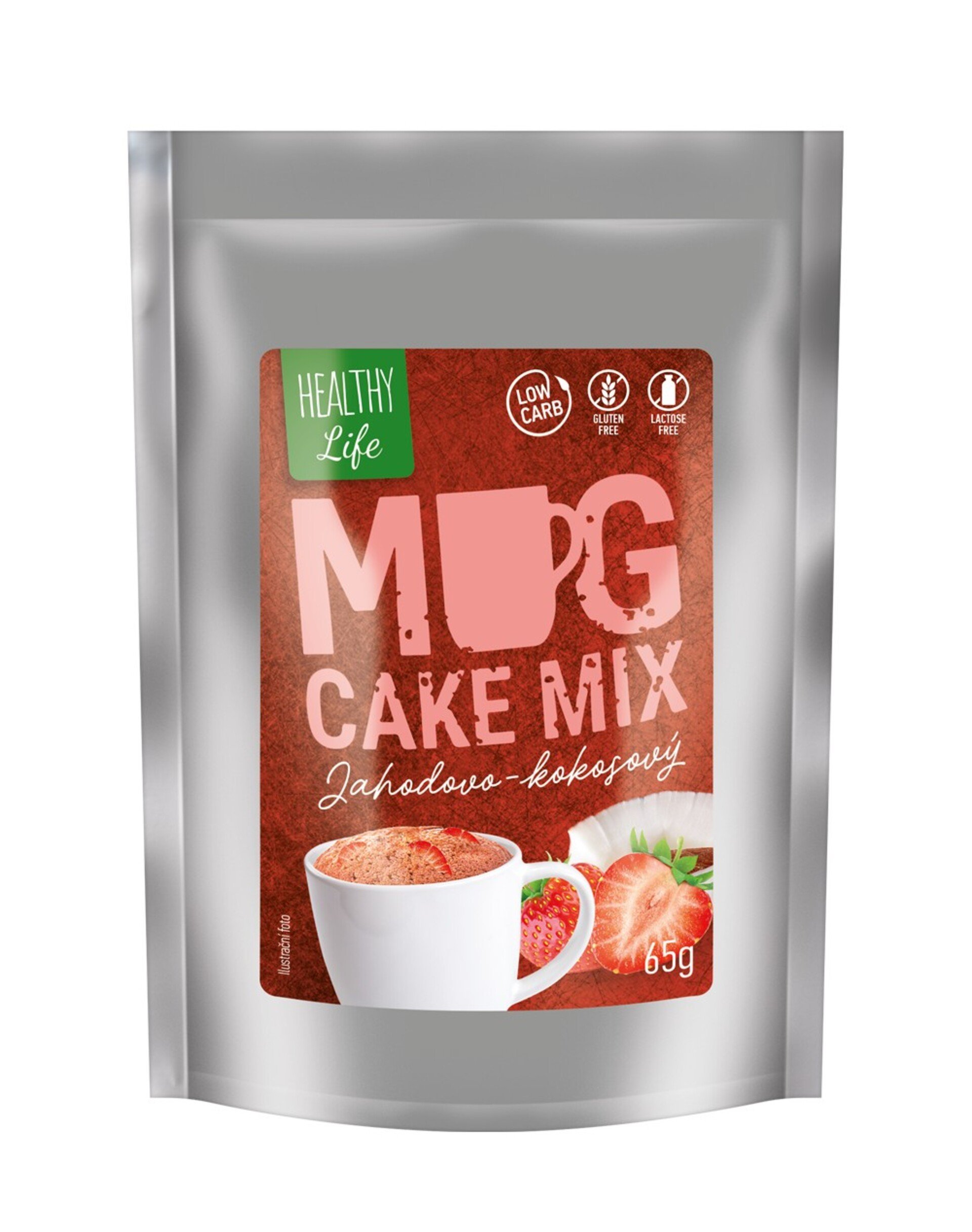 Levně iPlody Mug cake jahodovo-kokosový low carb 65 g