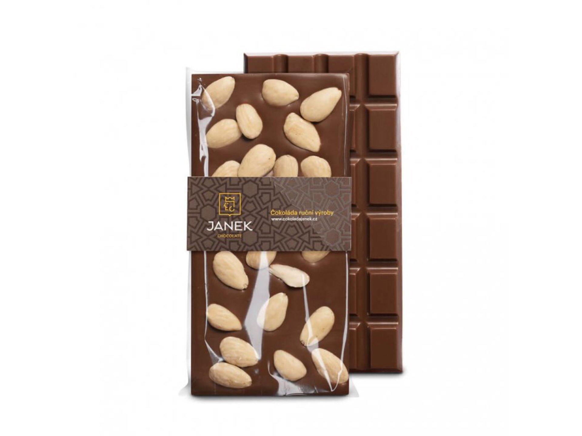 Levně Čokoládovna Janek Mléčná čokoláda s mandlemi 105 g
