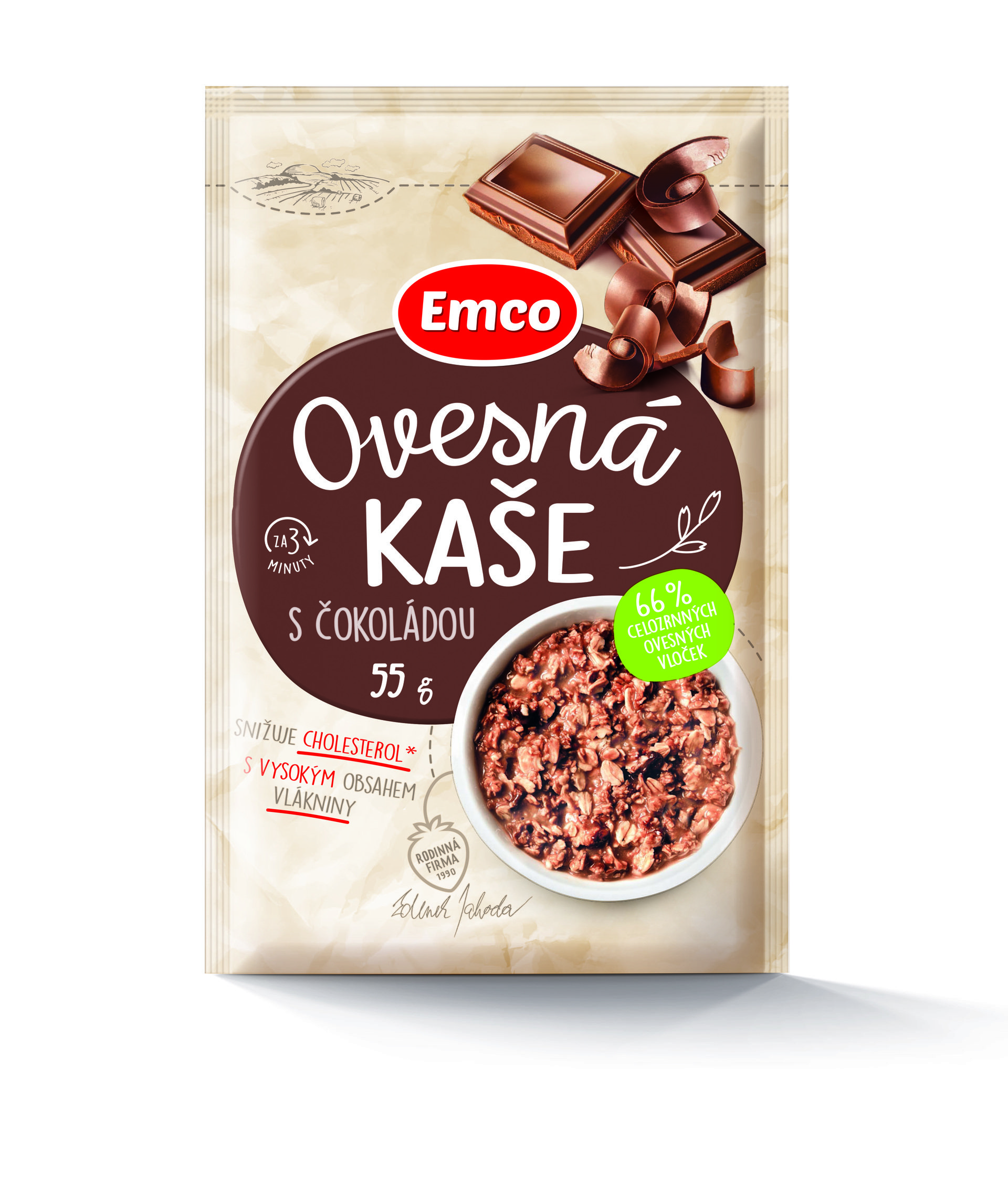 Levně Emco Ovesná kaše čokoládová 55 g