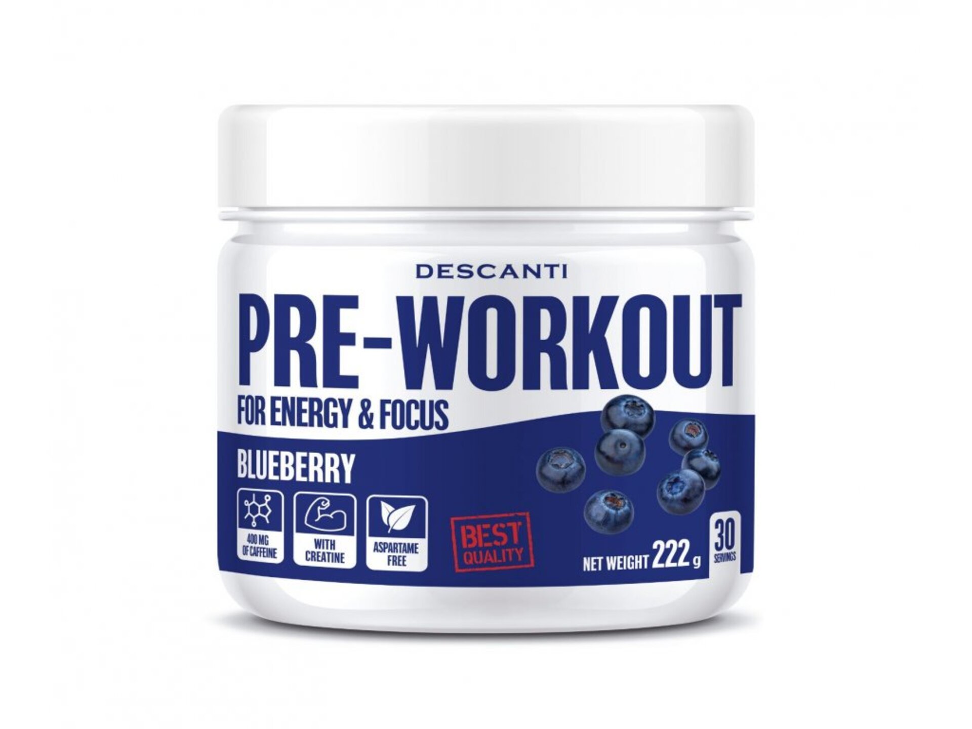 Levně Descanti Pre Workout Blueberry 222 g