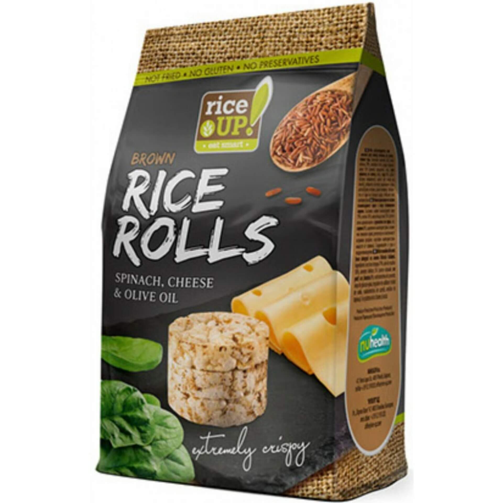 Levně Rice Up Rýžové minichlebíčky špenát, sýr a olivový olej 50 g