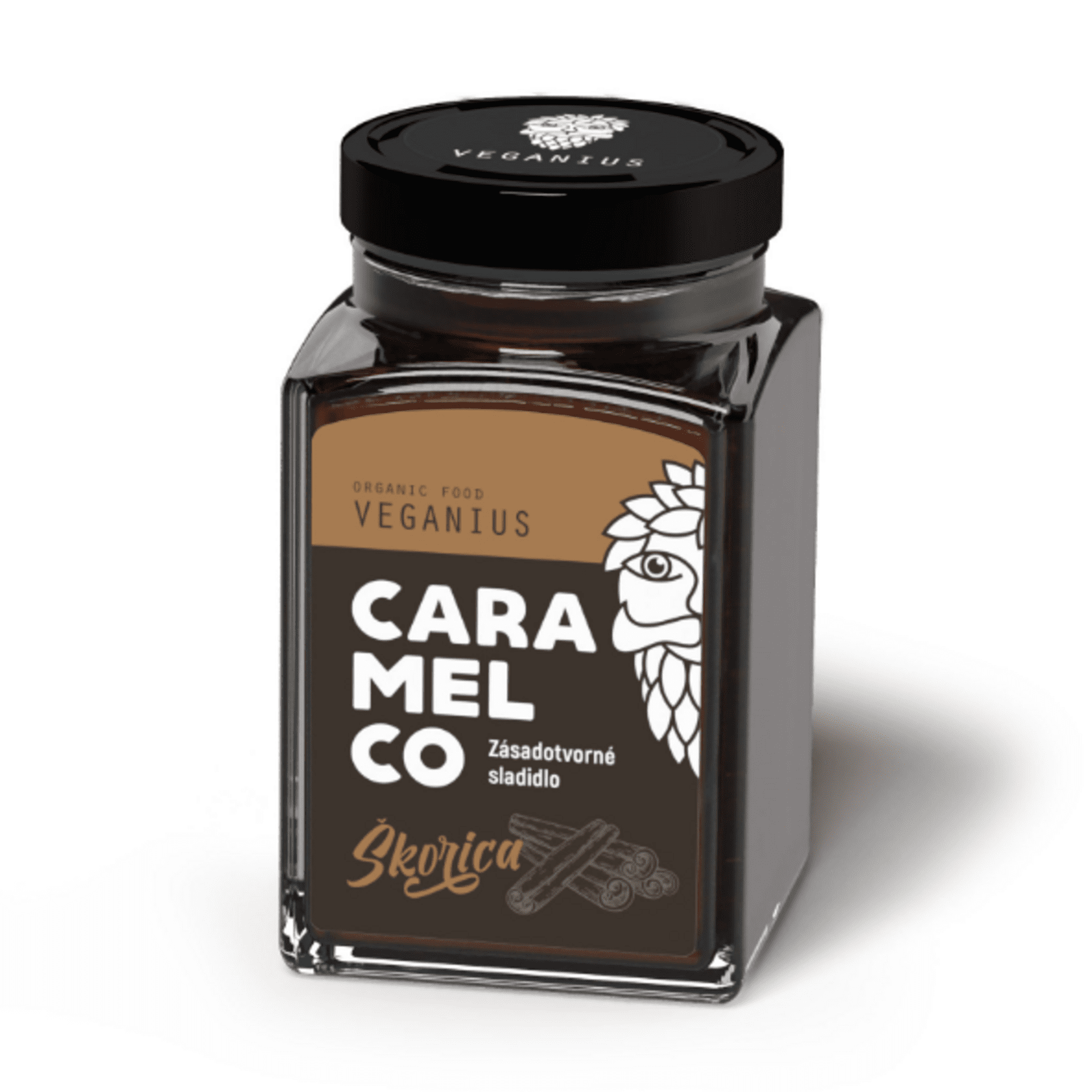 Levně Veganius Caramelco skořice sklo 250 ml