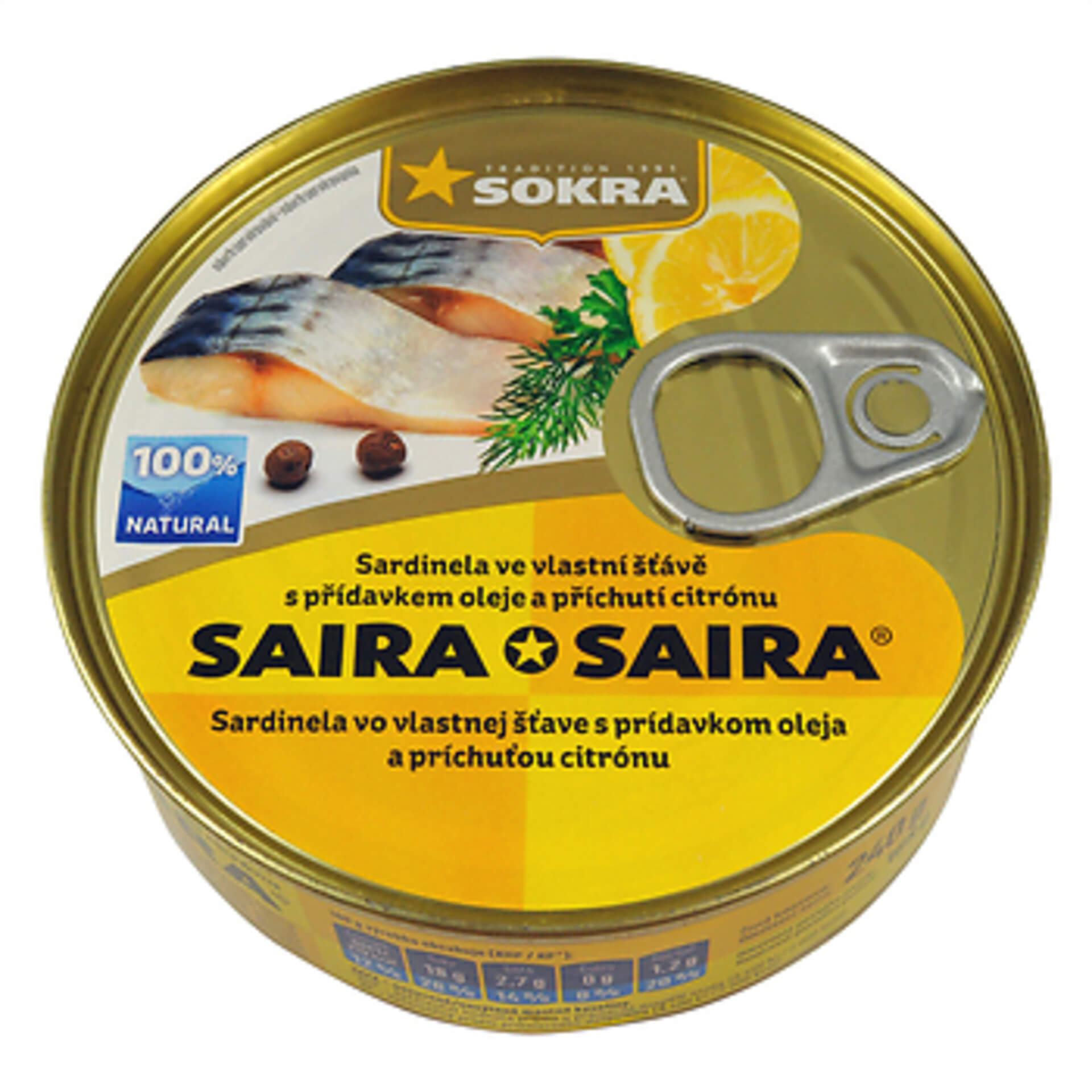 Levně Sokra Saira Sardinela ve vlastní šťávě, citron 240 g