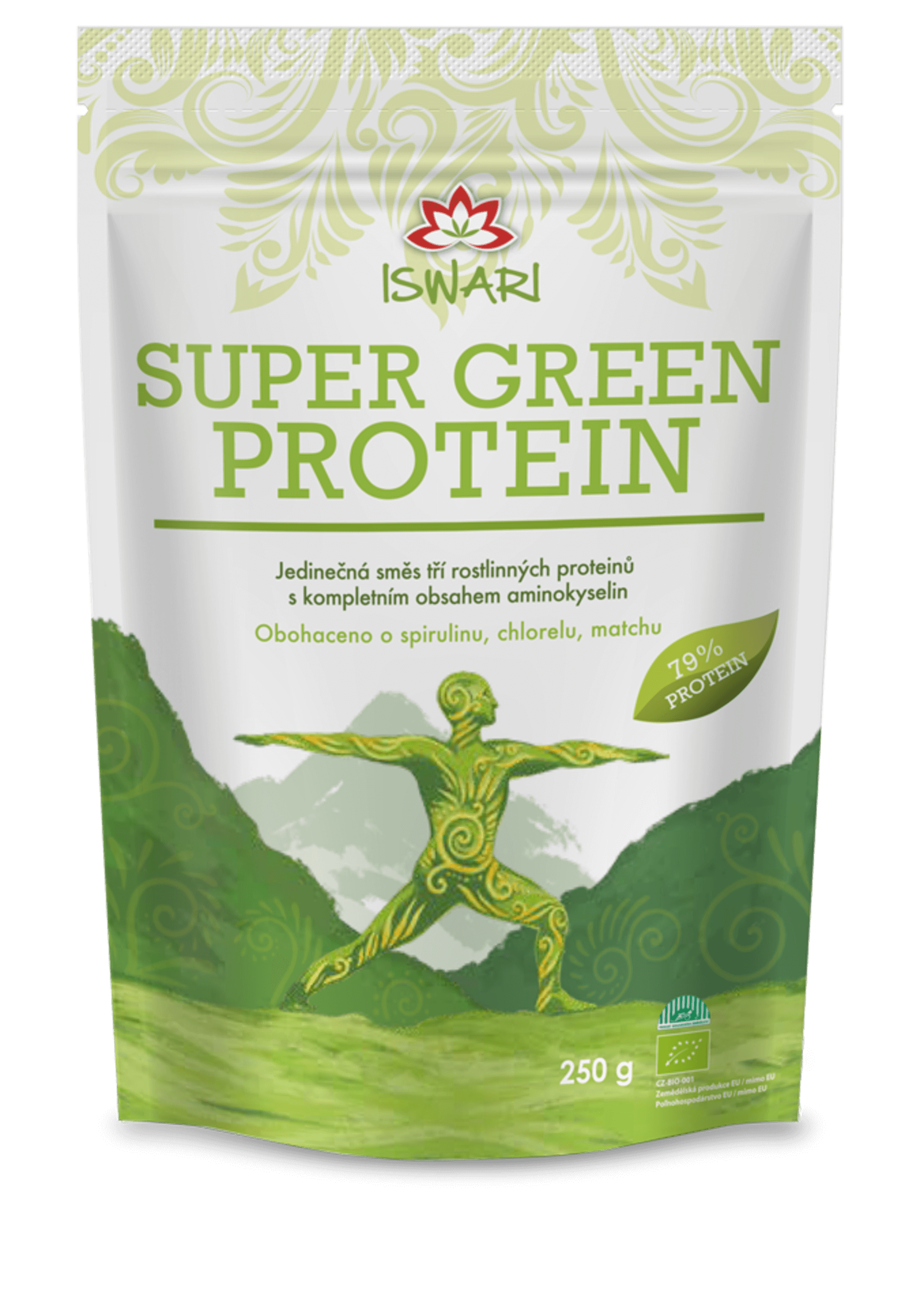 Levně Iswari Super green 79% protein BIO 250 g
