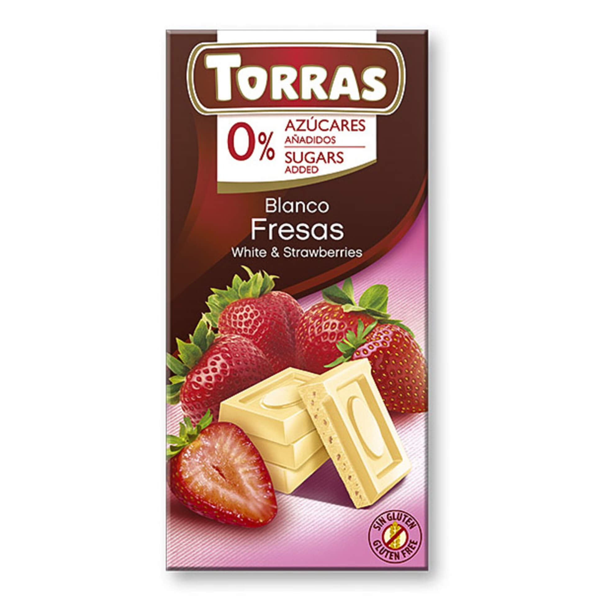 Levně Torras Bílá čokoláda s jahodami 75 g