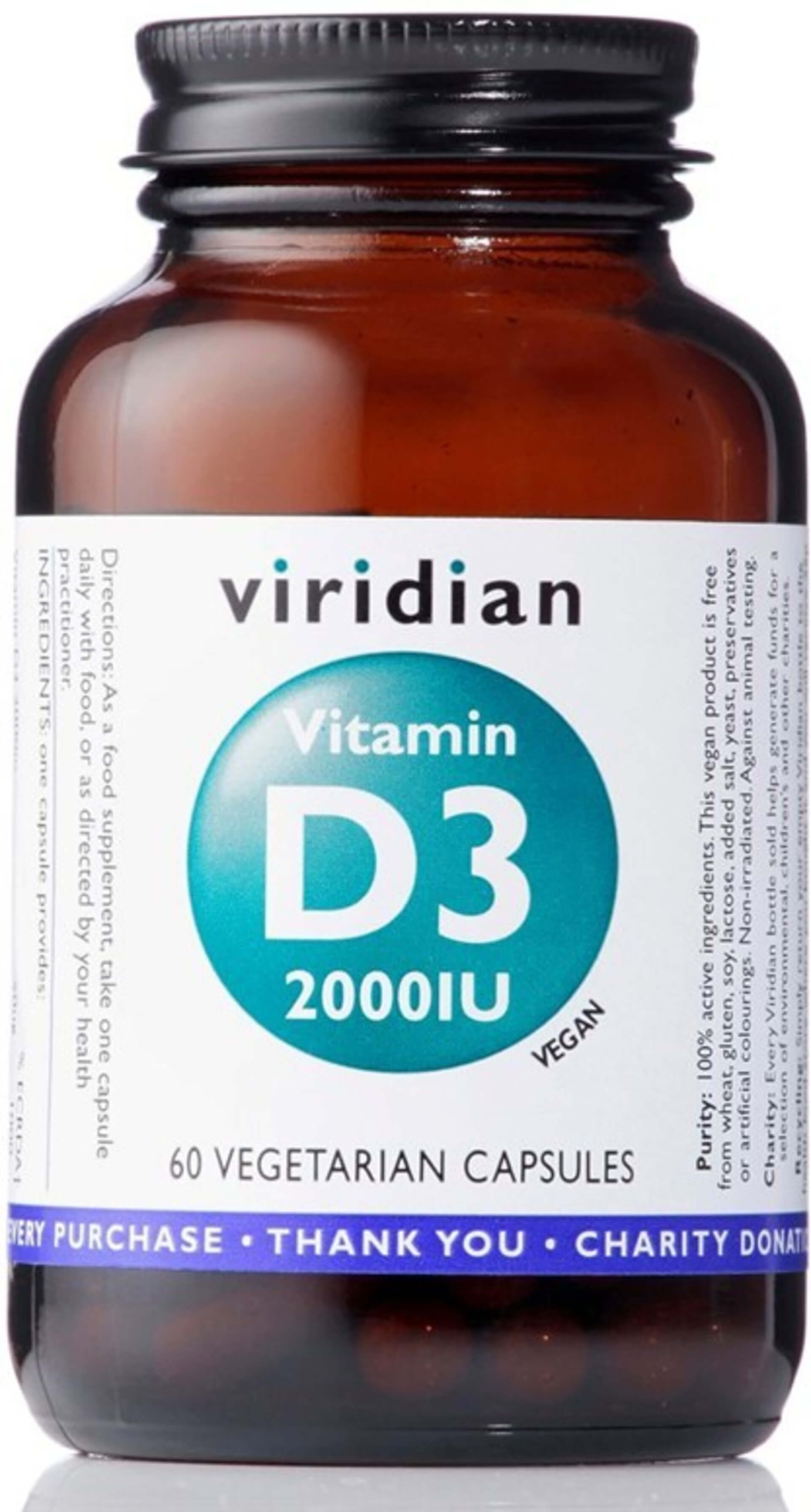 Levně Viridian Vitamin D3 2000IU 60 kapslí