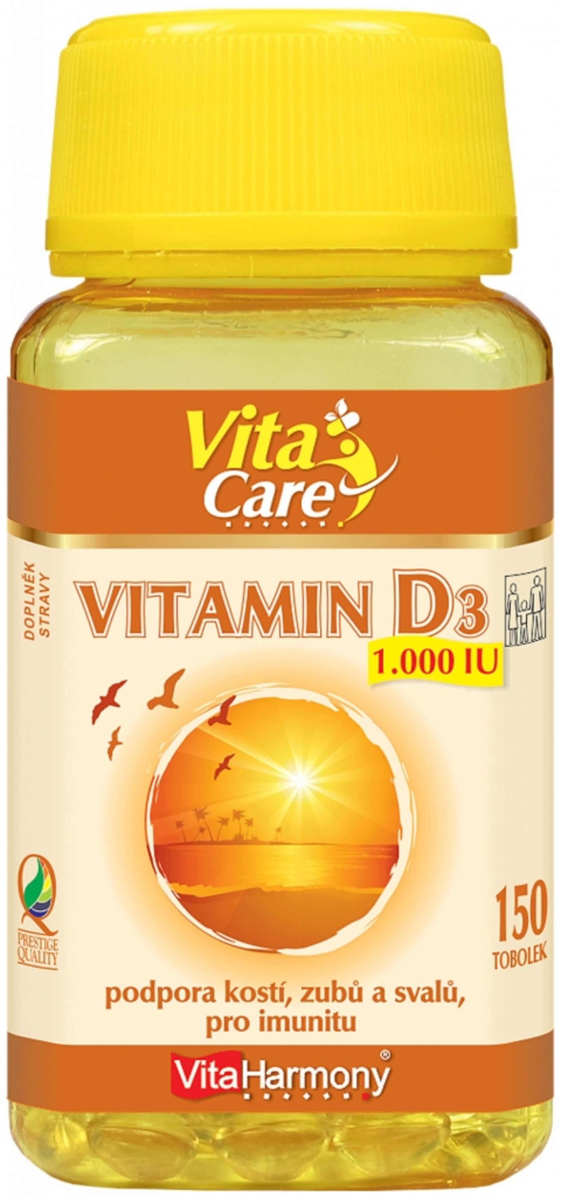 Levně VitaHarmony Vitamin D3 1000 m.j. 25 µg 150 tobolek