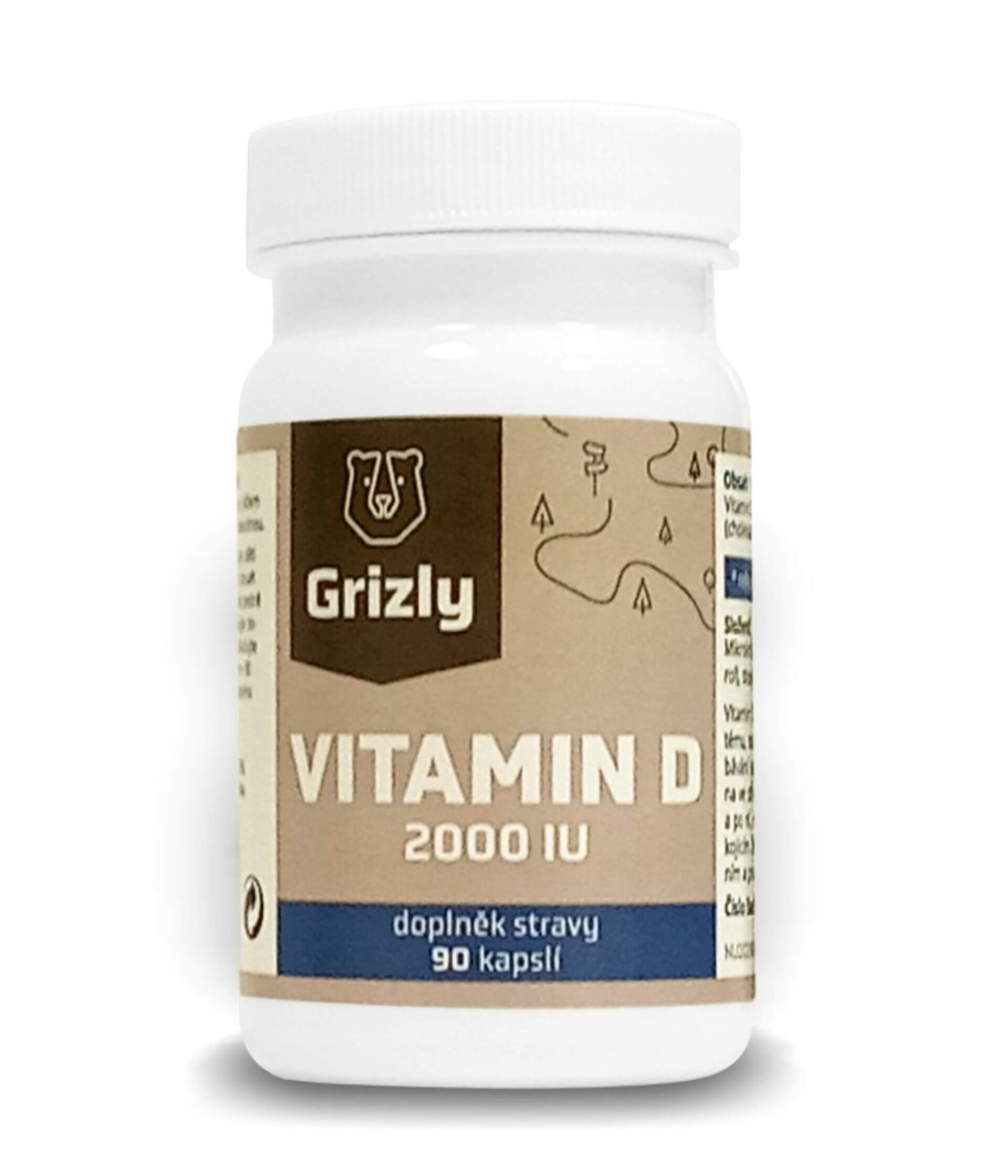 Levně GRIZLY Vitamín D3 2000IU 90 kapslí