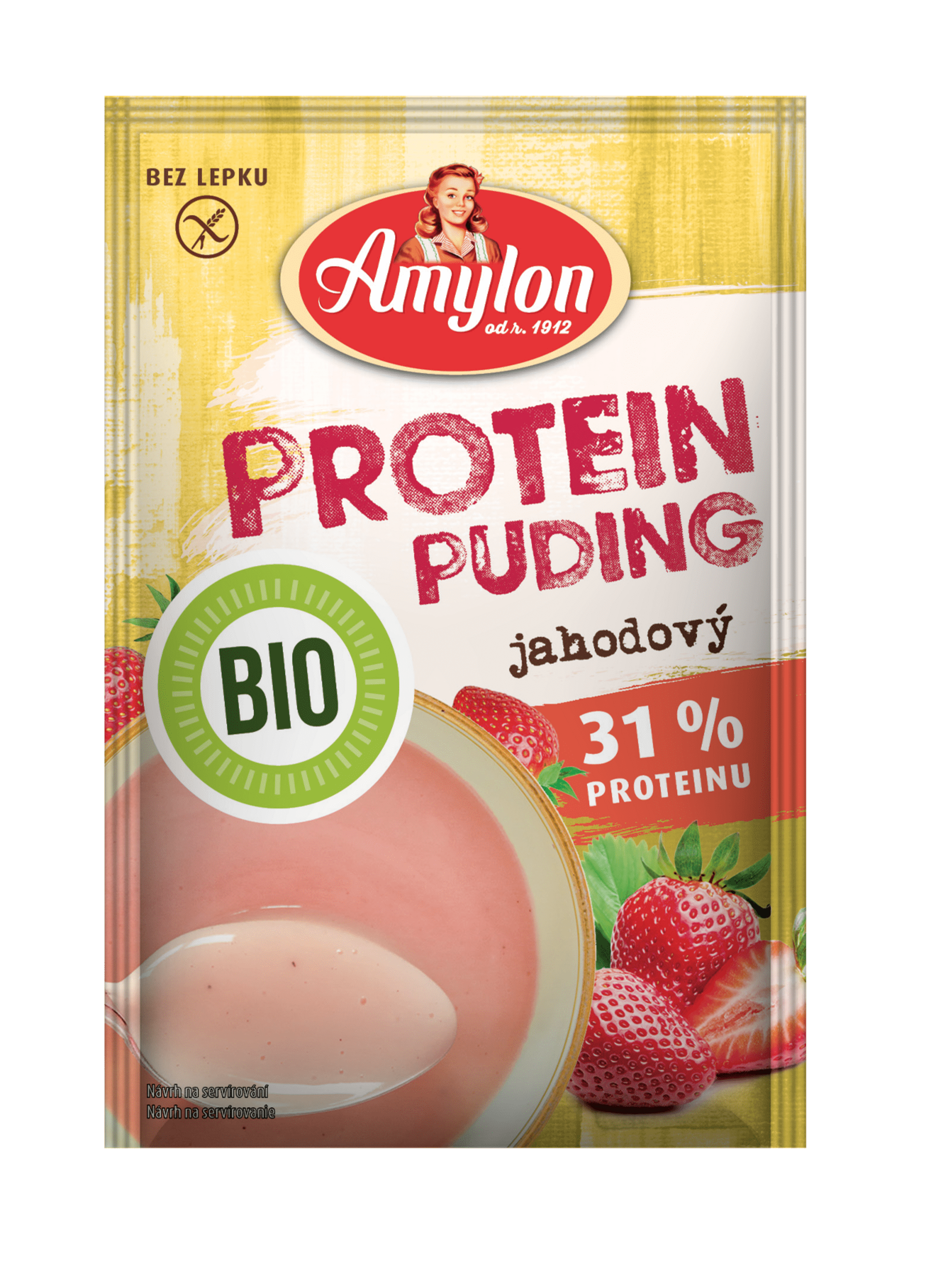 Levně Amylon Protein puding jahodový bez lepku BIO 45 g