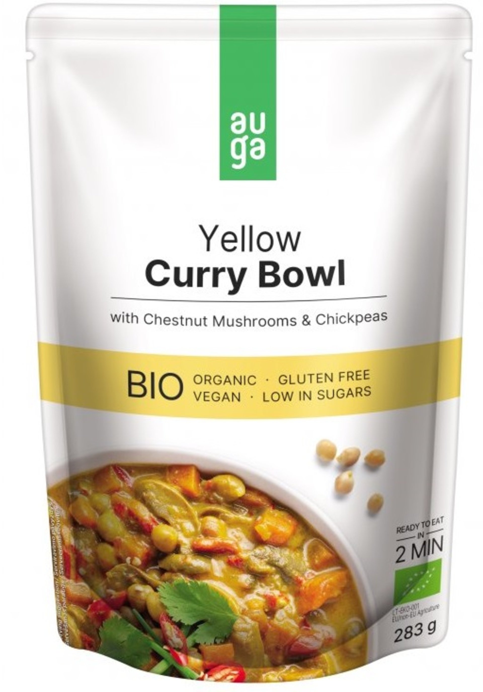 Levně Auga Yellow curry bowl – se žlutým kari kořením, houbami a cizrnou BIO 283 g