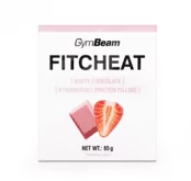 GymBeam Fitcheat Proteinová čokoláda bílá čokoláda a jahoda 80 g