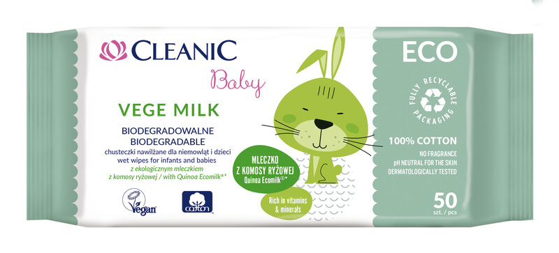Cleanic baby Vlhčené ubrousky Quinoa Ecomilk ECO 50 ks