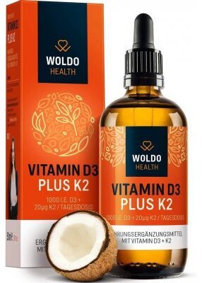 WoldoHealth Vitamin D3 + K2 Kapky ( 1000 I.U. ) 50 ml