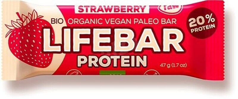 Lifefood Lifebar Protein Jahodová BIO RAW 47 g