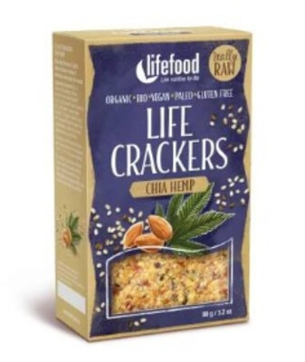 Lifefood Life Crackers Konopné s chia BIO RAW 90 g