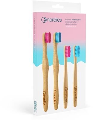 Nordics Sada bambusových zubních kartáčků pro děti i dospělé 4 ks