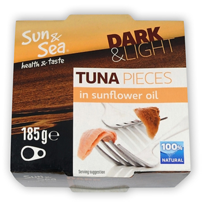 Sun & Sea Tuňák Dark&Light žlutoploutvý (kousky) ve slunečnicovém oleji 185 g