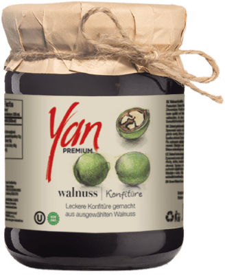 YAN Premium Zelené řecké ořechy ve sladkém nálevu 300 g