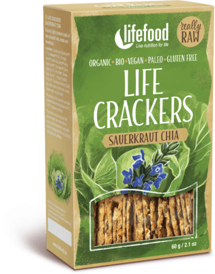 Lifefood Life Crackers Zelánky s kyselým zelím a chia BIO RAW 60 g