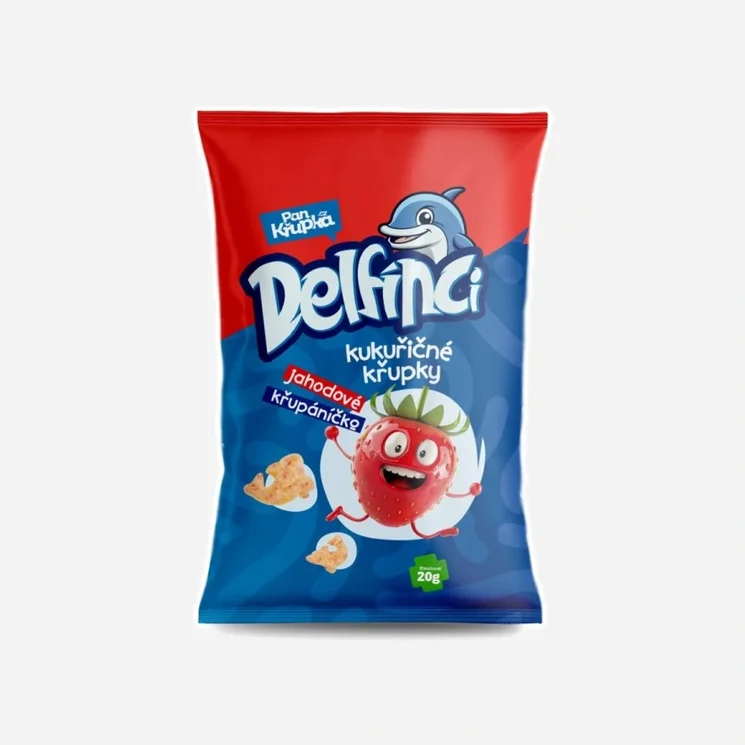 Delfínci kukuřičný snack jahodový