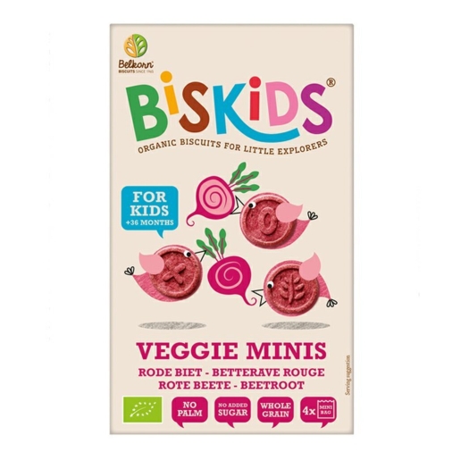 Dětské celozrnné mini sušenky s červenou řepou bez přid. cukru BIO