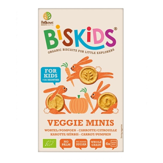 Dětské celozrnné mini sušenky s mrkví a dýní bez přid. cukru BIO