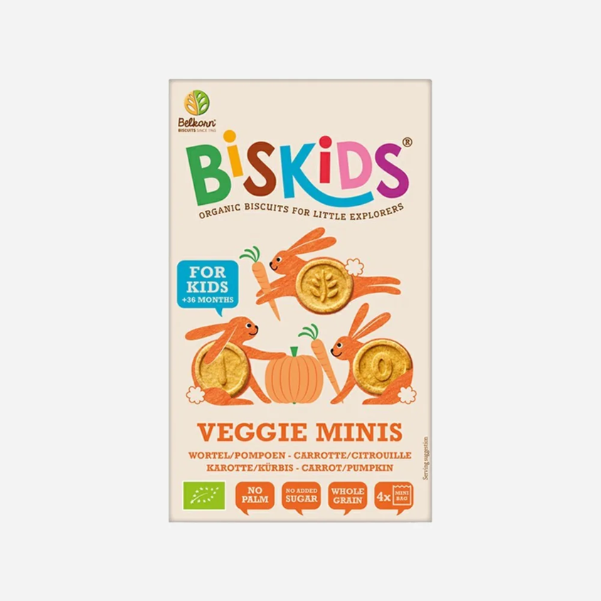 Detské celozrnné mini sušienky s mrkvou a tekvicou bez prid. cukru BIO