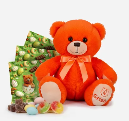 Dětský velikonoční set s plyšovým medvídkem a výběrem dobrot