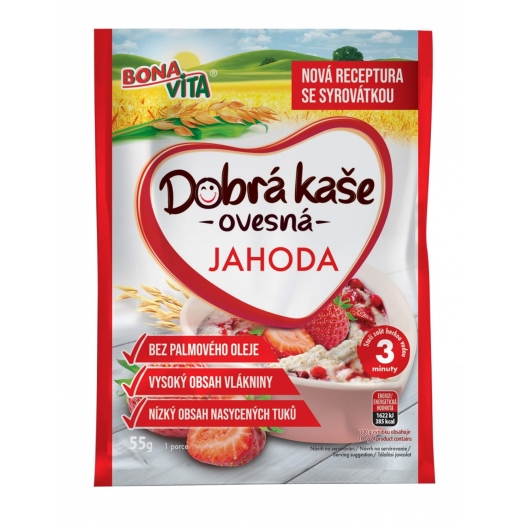 Dobrá kaše ovesná jahoda