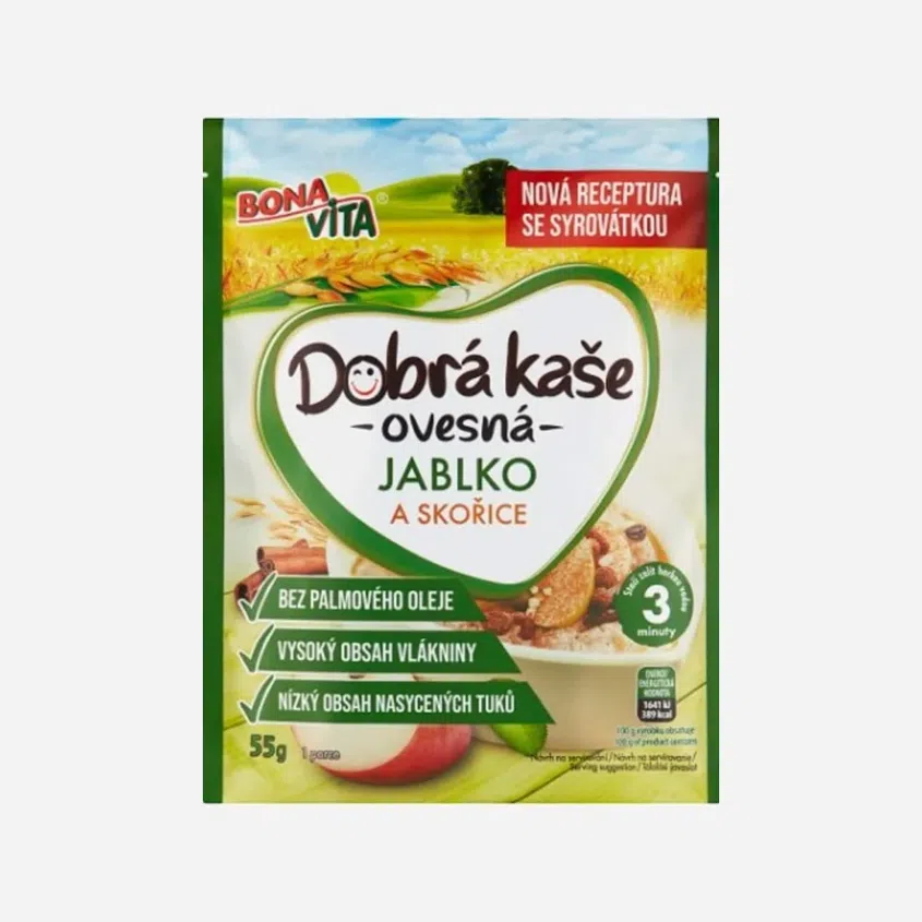 Dobrá kaše ovesná s jablky a skořicí