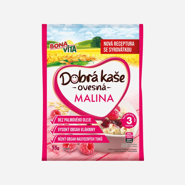 Dobrá kaše ovesná s malinami