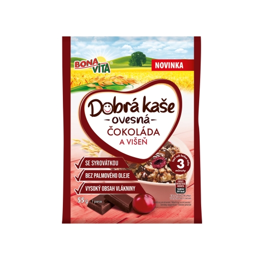 Dobrá kaše ovesná se syrovátkou čokoláda a višeň