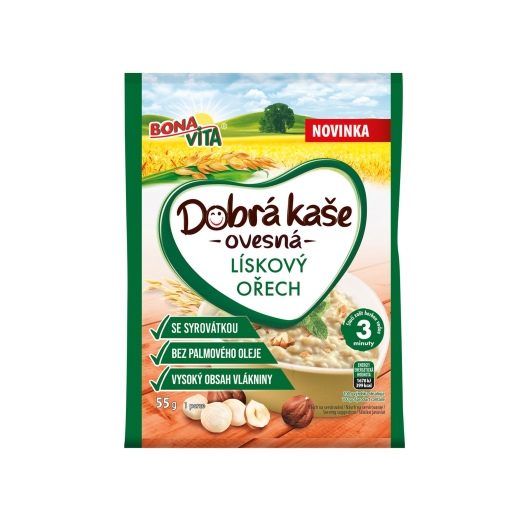 Dobrá kaše ovesná se syrovátkou lískový ořech