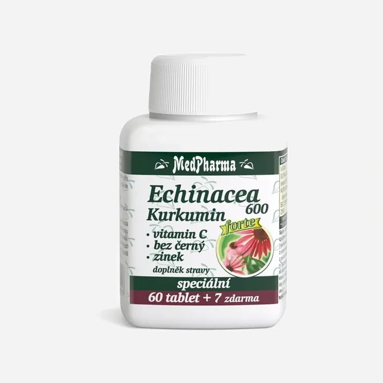 Echinacea 600 Forte+kurkumin+vit.C+bez černý+zinek 67 tablet 6 x 67 tablet
