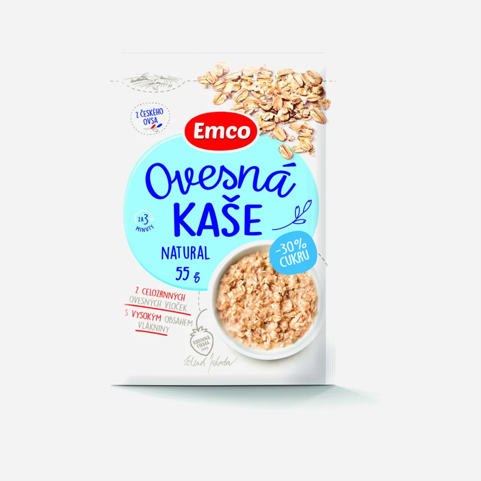 Emco Ovesná kaše natural -30% cukru 55g