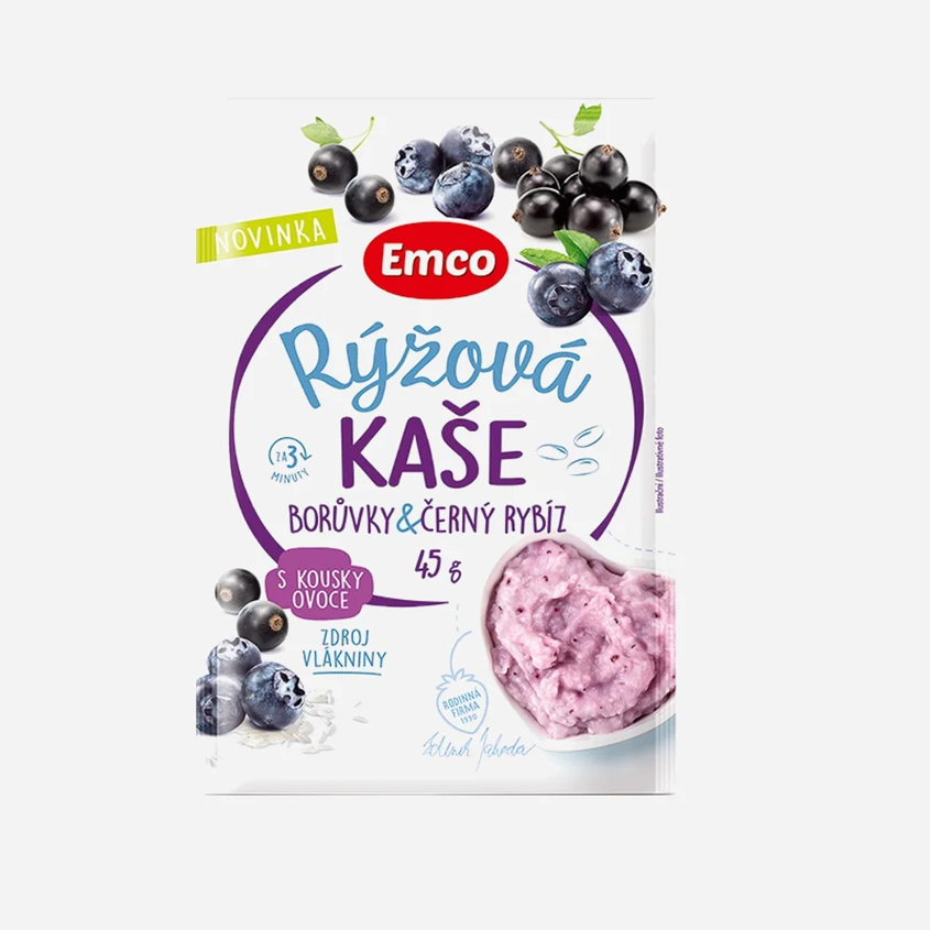 Emco Rýžová kaše s borůvkami a černým rybízem 45g