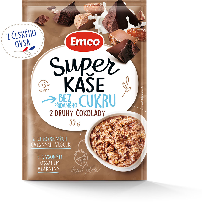 Emco Super kaše 2 druhy čoko 55g
