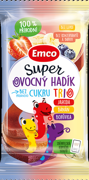 Emco Super ovocný hadík Trio jahoda/banán/borůvka 20g