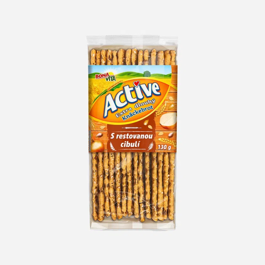 Extra dlouhý knäckebrot s restovanou cibulí