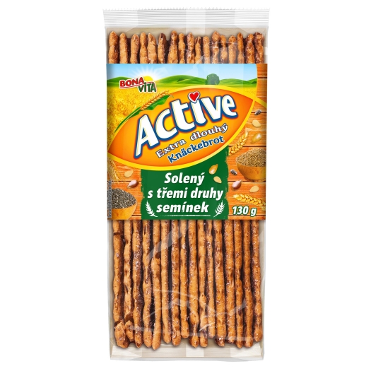 Extra dlouhý knäckebrot solený s třemi druhy semínek