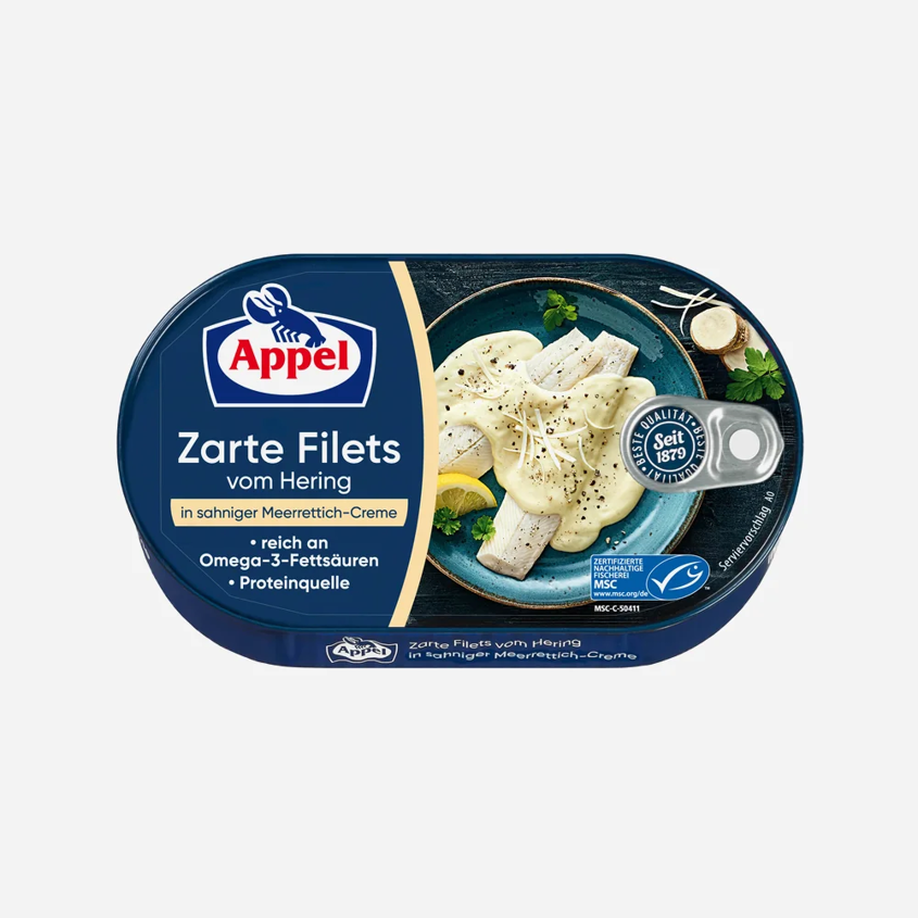 Filety sleďové ve smetanovo - křenové omáčce