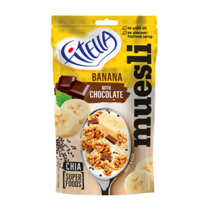 FITELLA banánové muesli s čokoládou a chia semínky 50 g