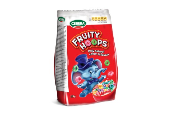 Fruity hoops cereální barevné kroužky v sáčku