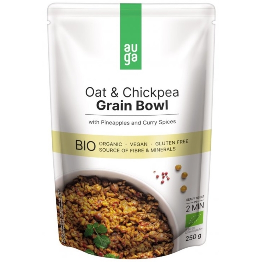 Grain bowl – z bezlep. ovesných vloček s cizrnou, ananasem a kari kořením BIO