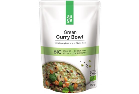 Green curry bowl – so zeleným karí korením, fazuľami mungo a čiernou ryžou BIO