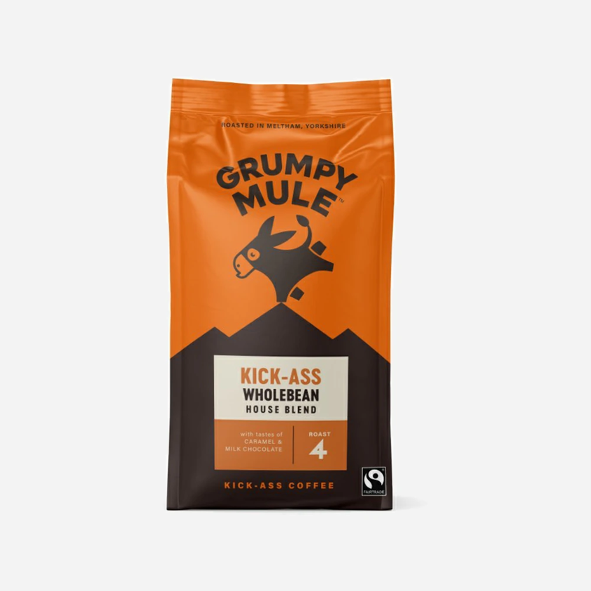 Grumpy Mule Kick Ass House zrnková káva Arabica 200g