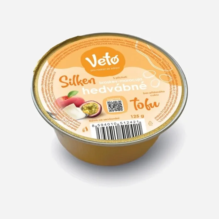 Hedvábné tofu s příchutí broskev a maracuja