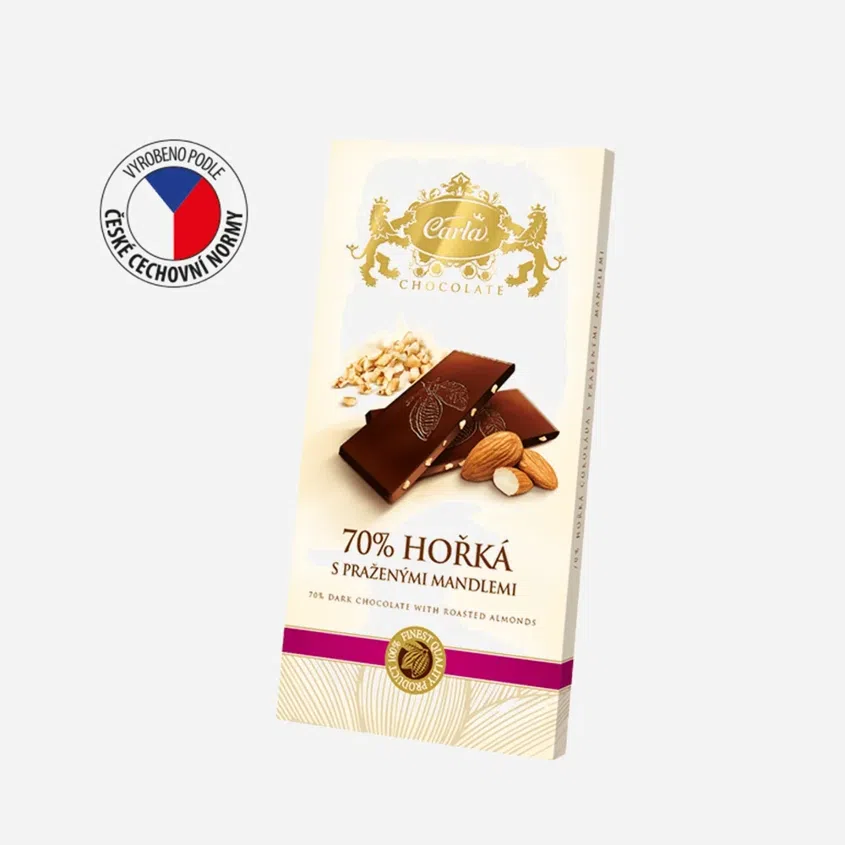 Hořká čokoláda 70% s praženými mandlemi