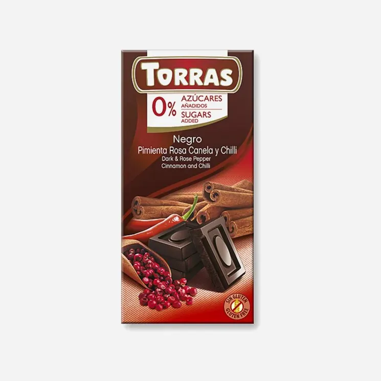 Hořká čokoláda s růžovým pepřem, skořicí a chilli 6 x 75 g